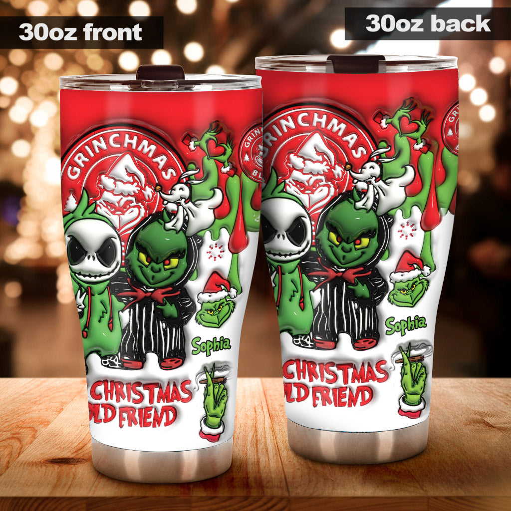 Personalized Grinch Christmas Tumbler with Custom Name Gift