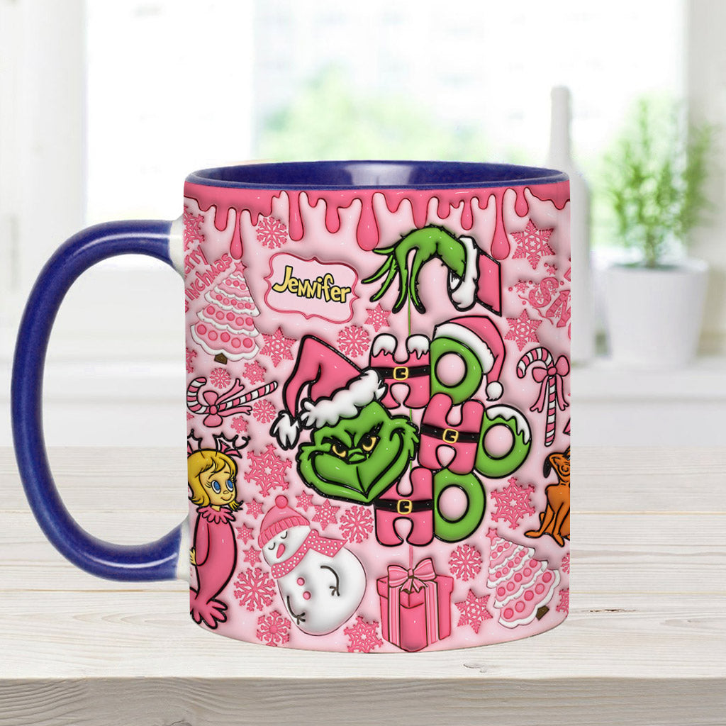 Personalized Grinch Christmas Accent Mug with Custom Name for Holiday Gifts
