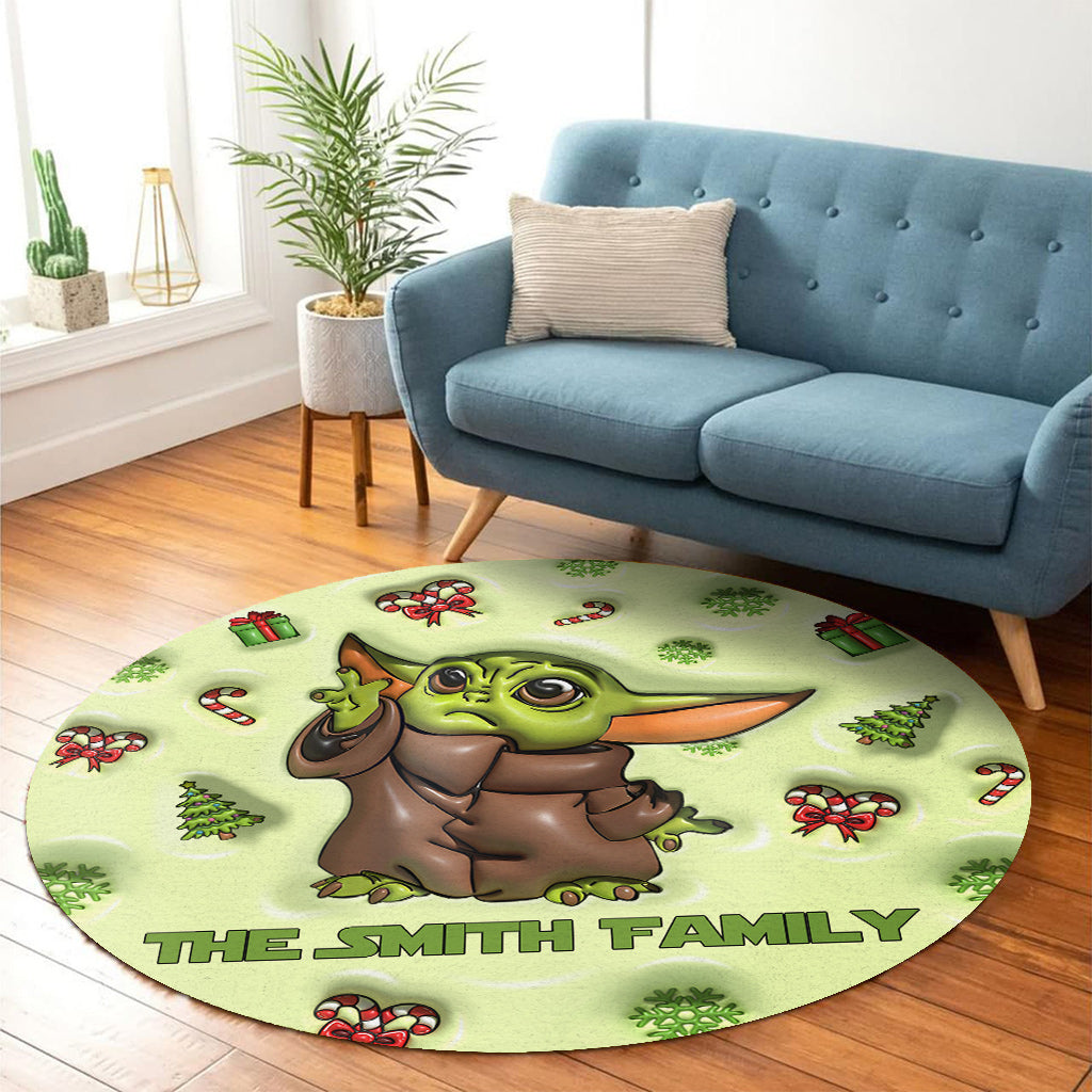 Personalized The Force Round Rug Custom Family Name Gift