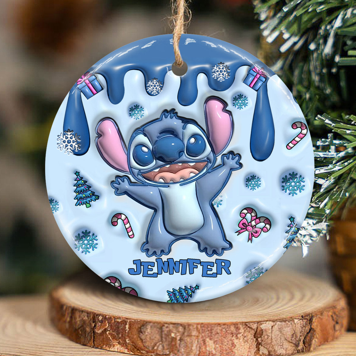Personalized Ceramic Circle Ornament Merry Christmas Gift