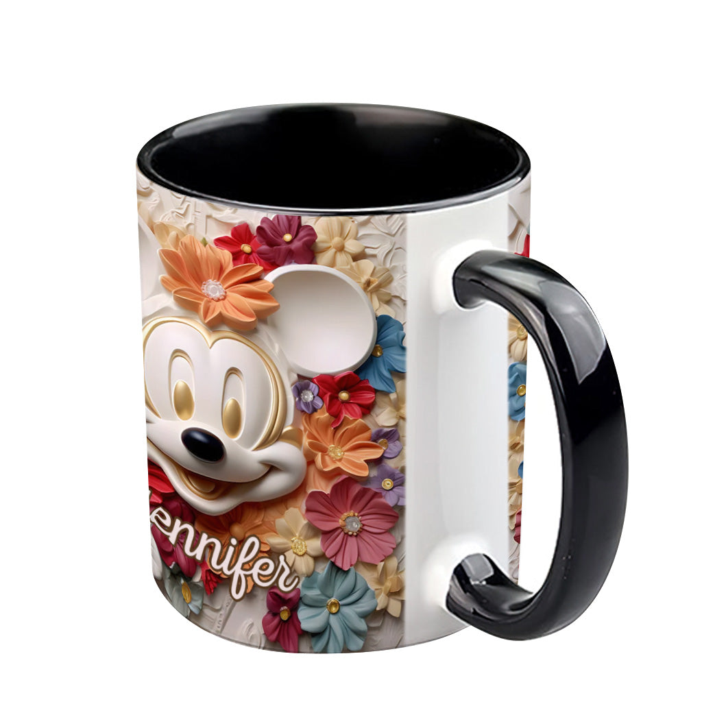 Personalized Floral Mouse Accent Mug Custom Name Gift for Mom