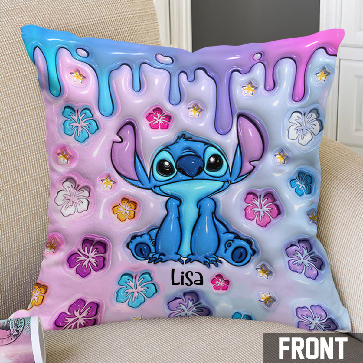 Personalized Ohana Throw Pillow Custom Name Gift for Family