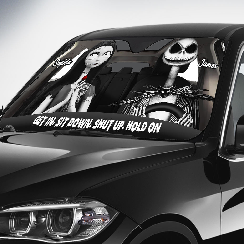 Personalized Nightmare Car Sunshade Custom Names Gift for Couple