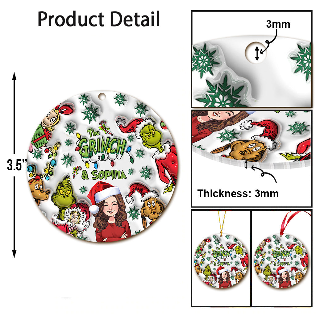 Personalized Grinch Christmas Ornament Custom Name Gift