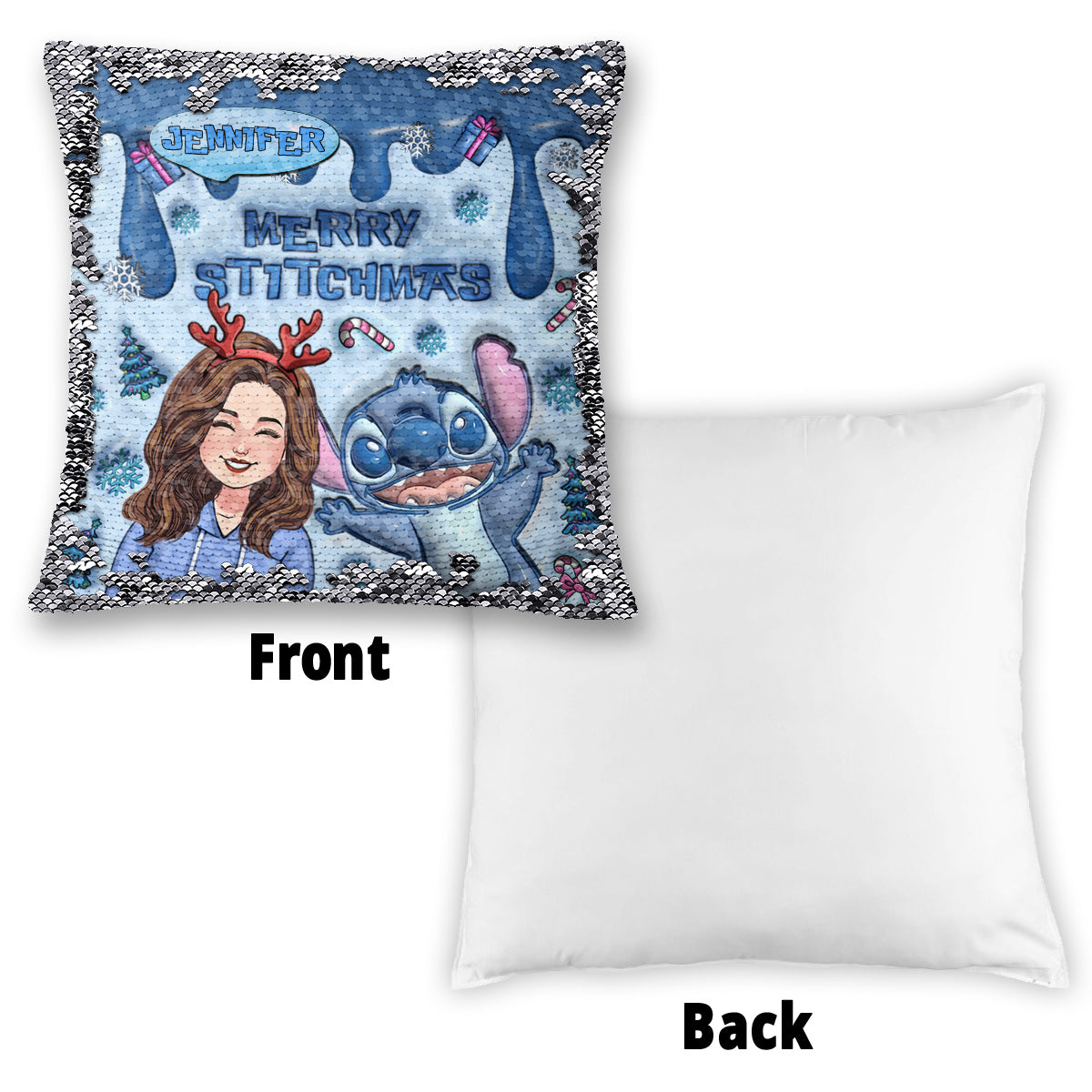 Personalized Sequin Pillow Cover Merry Christmas Gift for Mom