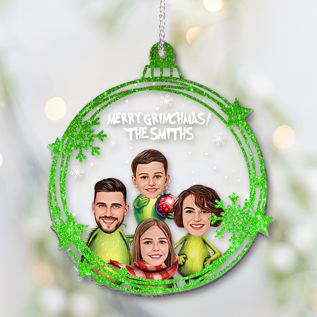 Personalized Merry Grinchmas One-sided Ornament Custom Family Gift