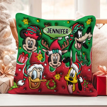 Load image into Gallery viewer, Personalized Christmas Mouse Throw Pillow Custom Name Gift
