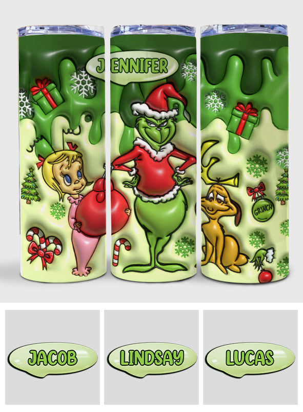 Personalized Grinchmas Skinny Tumbler Custom Name Gift for Christmas