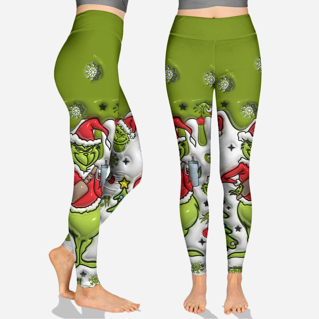 Personalized Grinch Hoodie and Leggings Set Christmas Gift