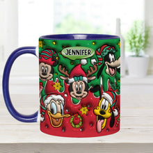 Load image into Gallery viewer, Personalized Christmas Mouse Accent Mug Custom Name Gift
