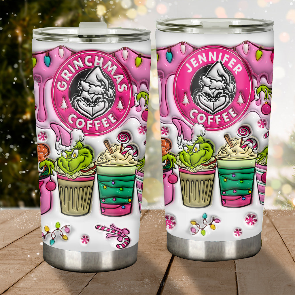 Personalized Grinchmas Tumbler with Custom Name for Christmas Gift