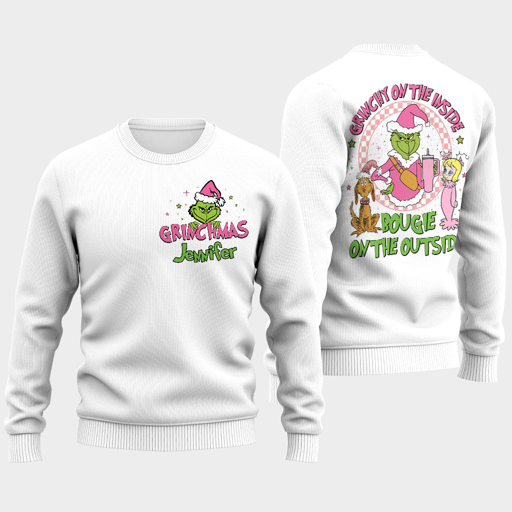 Personalized Grinchy On The Inside Christmas Ugly Sweater Gift