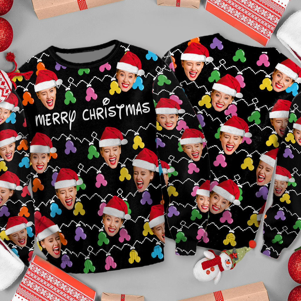 Personalized Merry Christmas Mouse Ear Ugly Sweater Gift