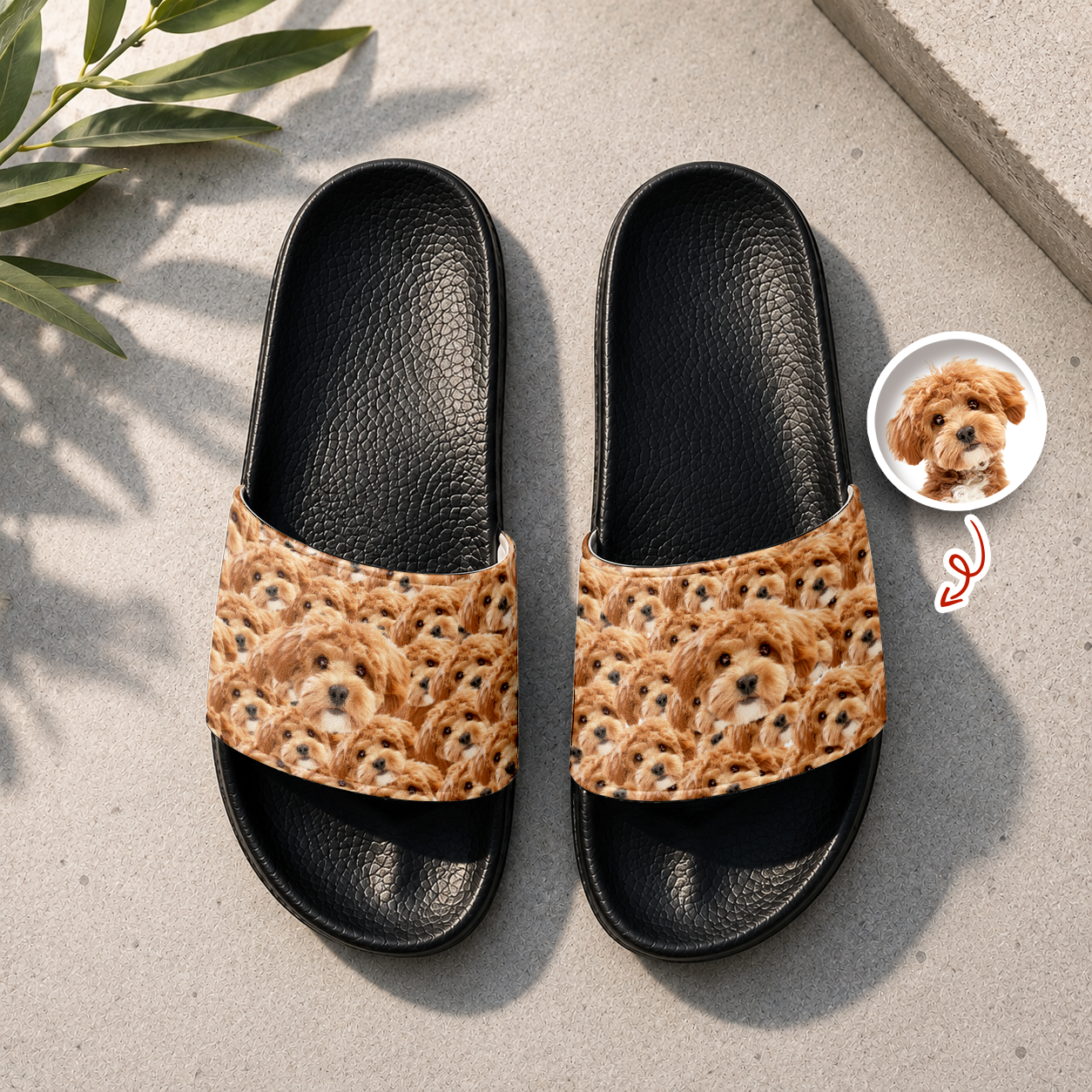 Personalized Pet Face Slide Sandals Custom Photo Gift for Dog Lovers