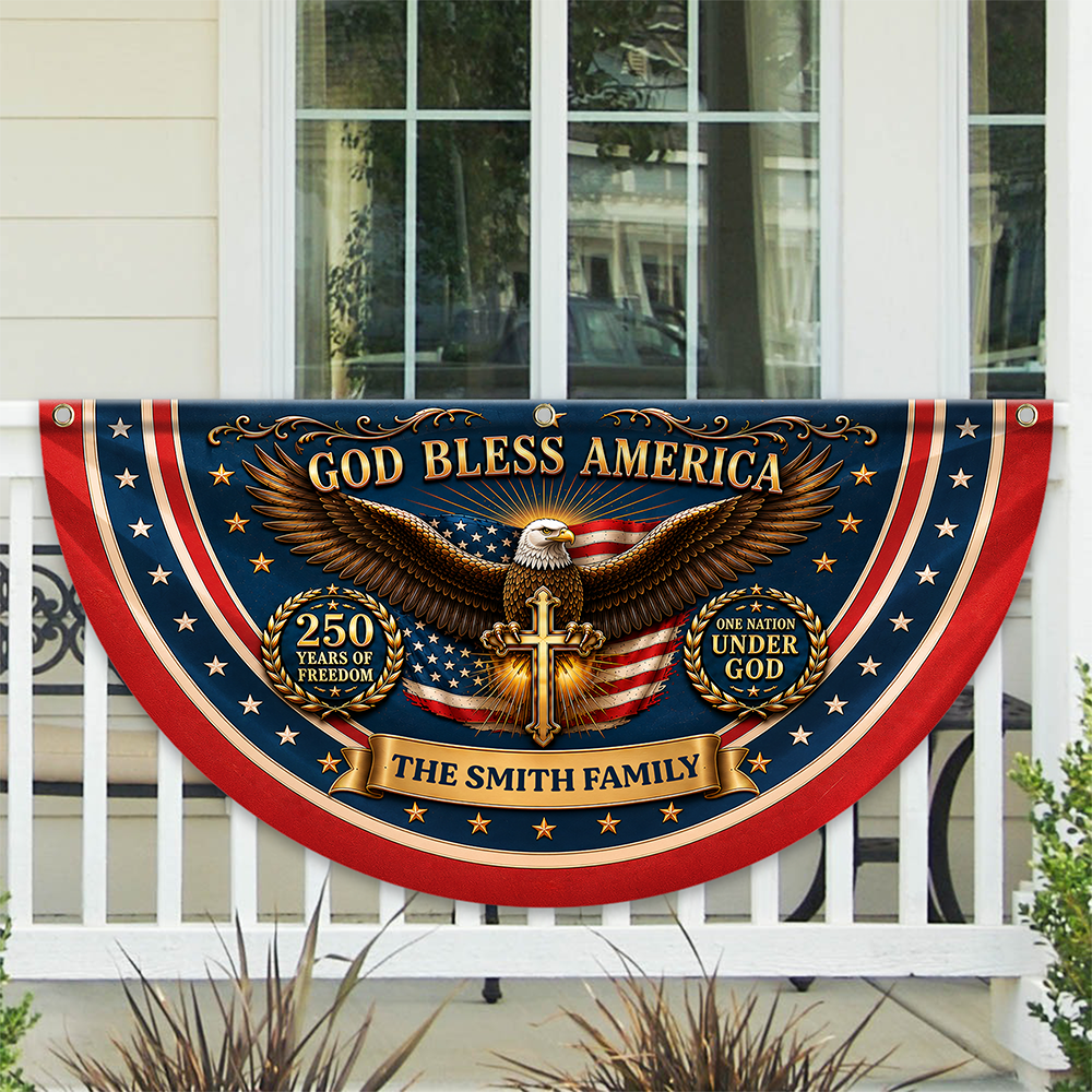 Personalized God Bless America Fan Flag 250 Years Freedom Gift for Family