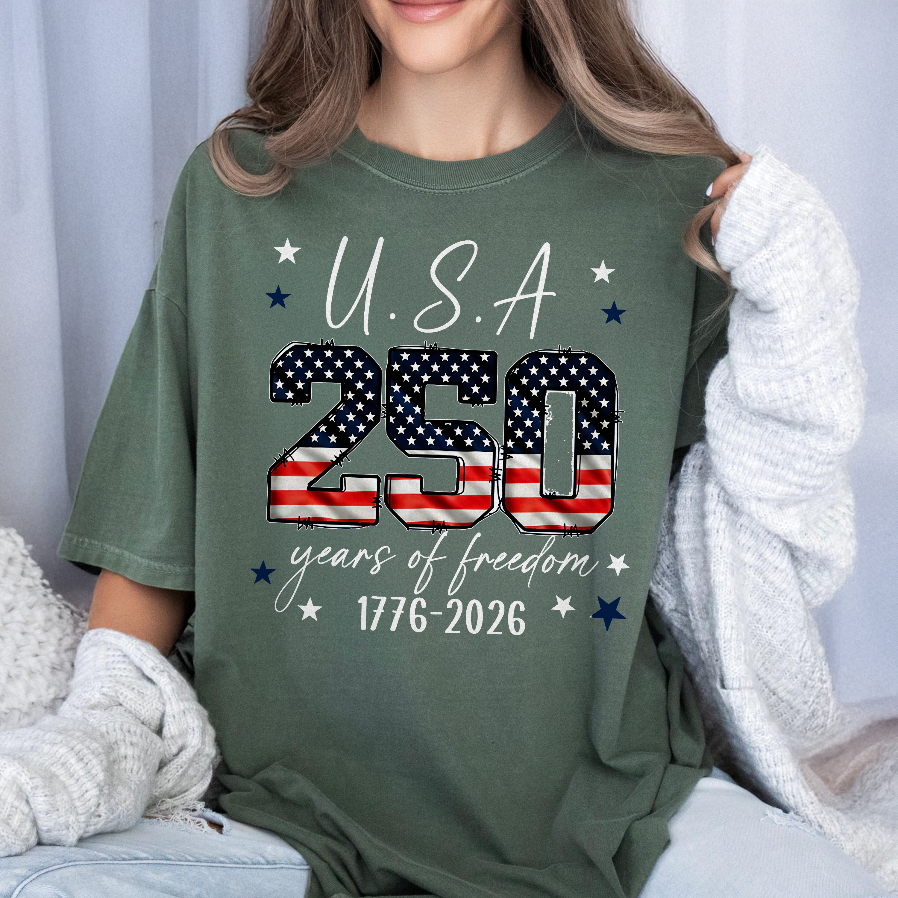 Personalized Comfort Shirt USA 250 Years Freedom Gift