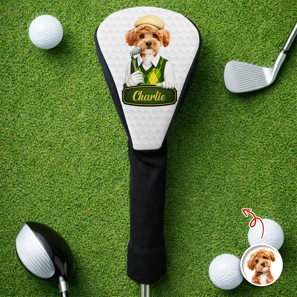 Personalized Dog Photo Golf Club Head Cover Gift for Dog Dad