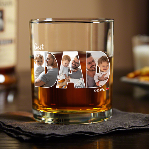 Personalized Whiskey Glass Custom Photo Gift for Dad