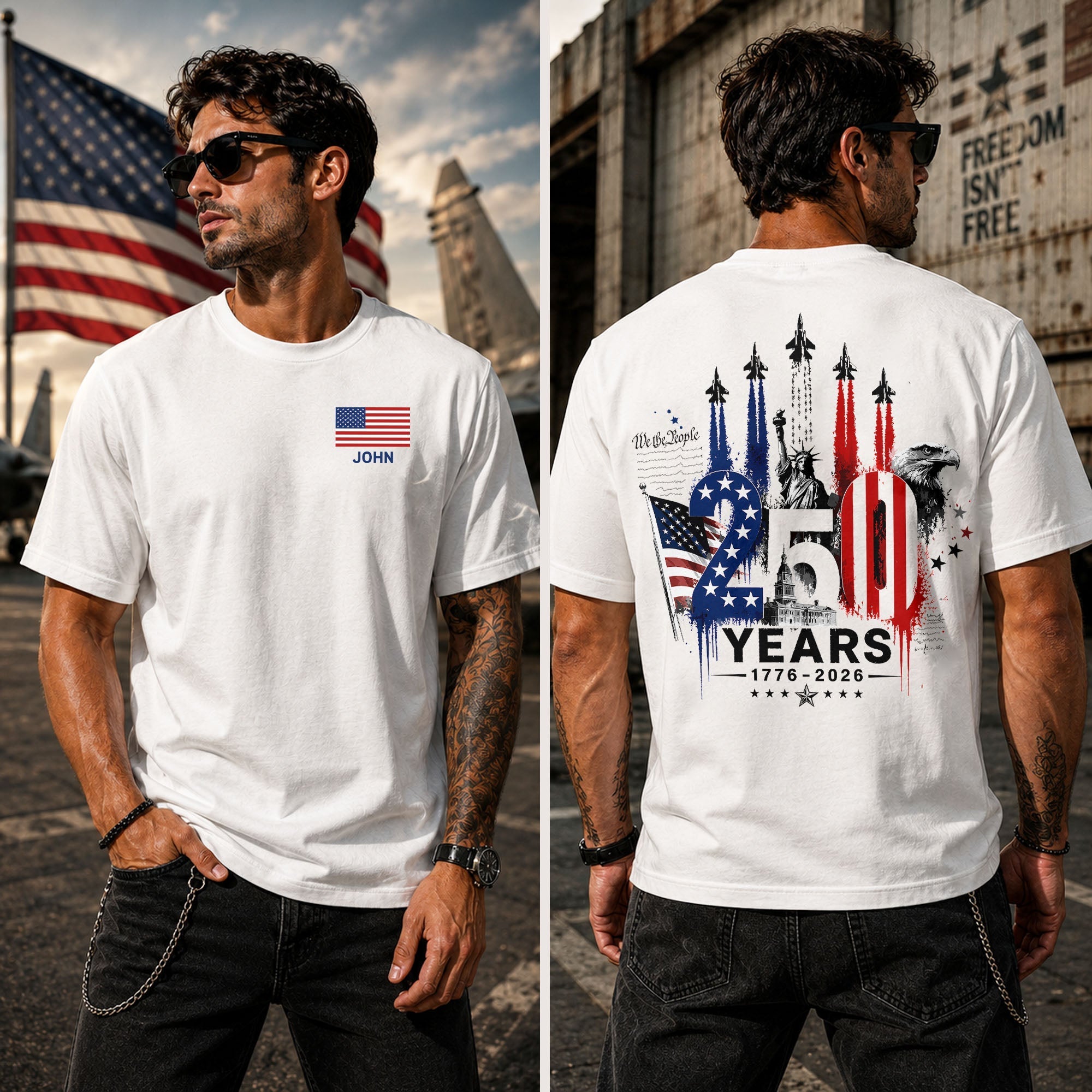 Personalized American Flag Comfort Shirt Independence Day Gift for Dad