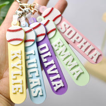 Load image into Gallery viewer, Personalized Baseball Bag Tag Keychain Custom Name Gift for Players
