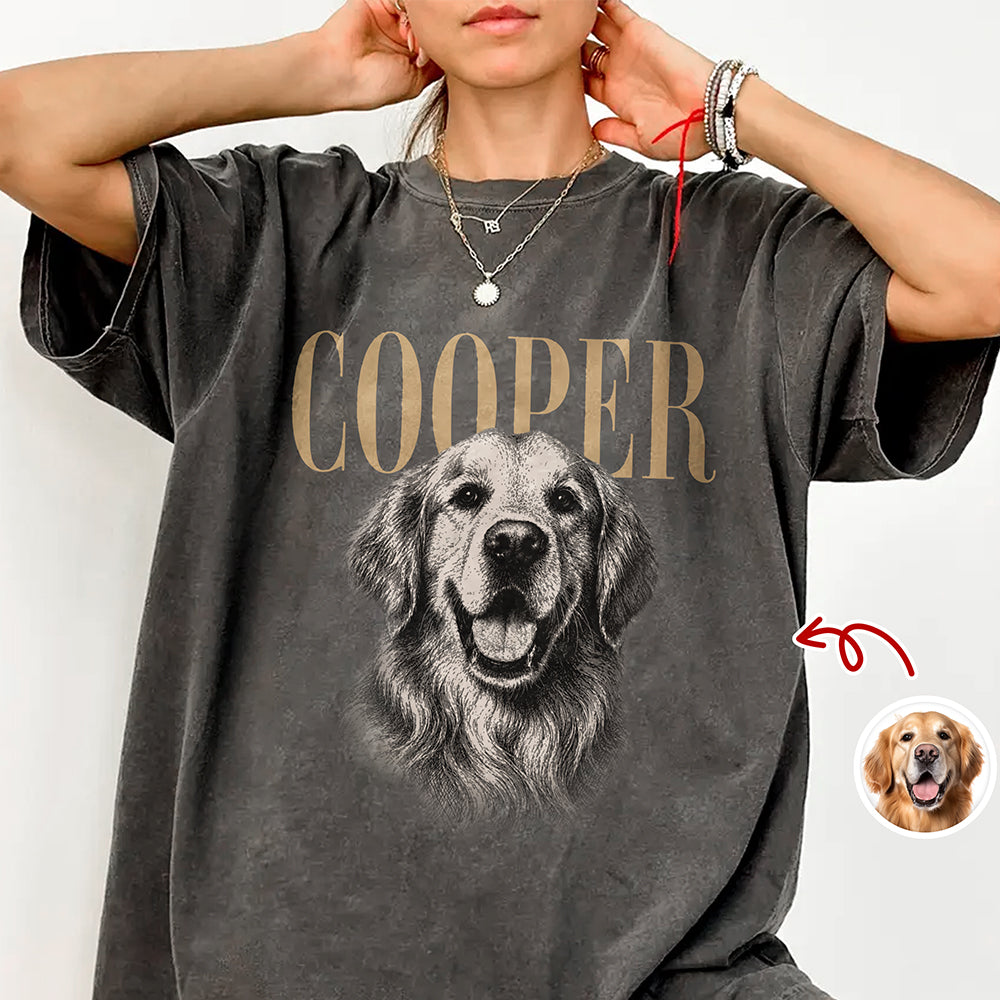 Custom Pet Face Comfort Shirt Vintage Style Gift for Dog Dad