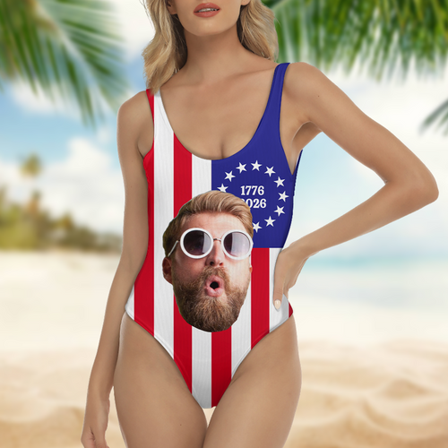 Personalized Funny Face Swimsuit Custom Photo Gift for Her