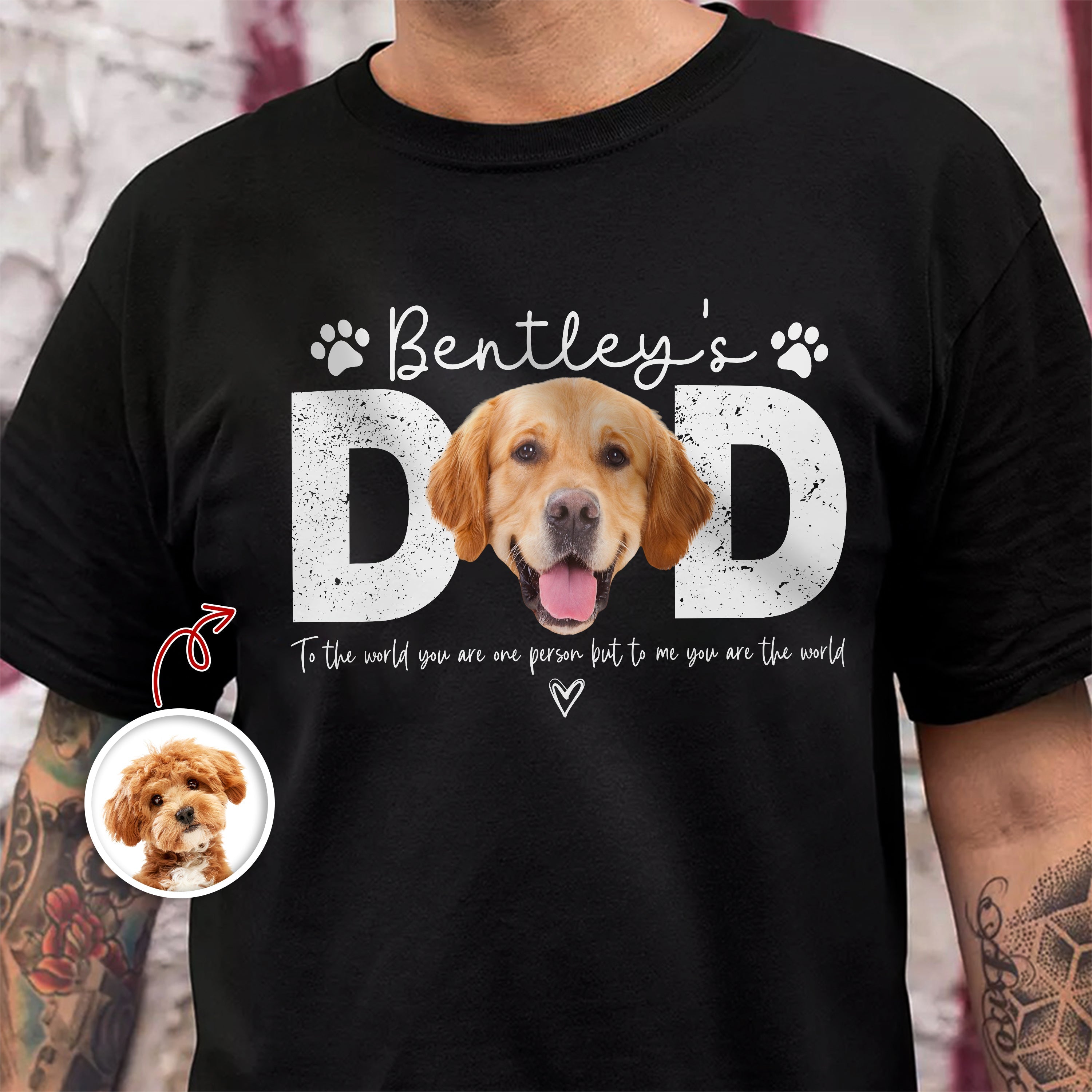 Personalized Dog Dad T-Shirt Custom Photo Gift for Father's Day