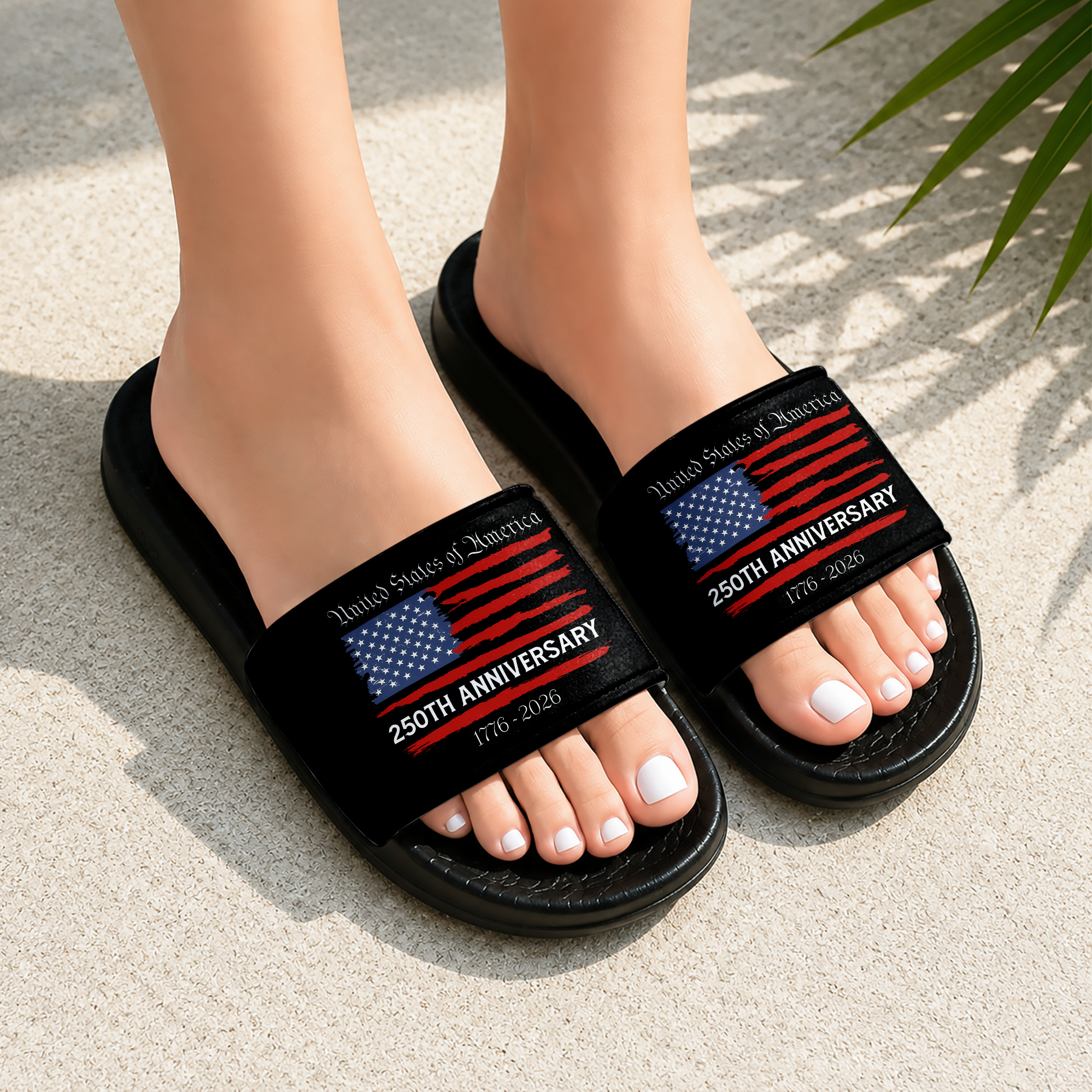 Personalized Eagle Slide Sandals 250th Anniversary Gift for Dad