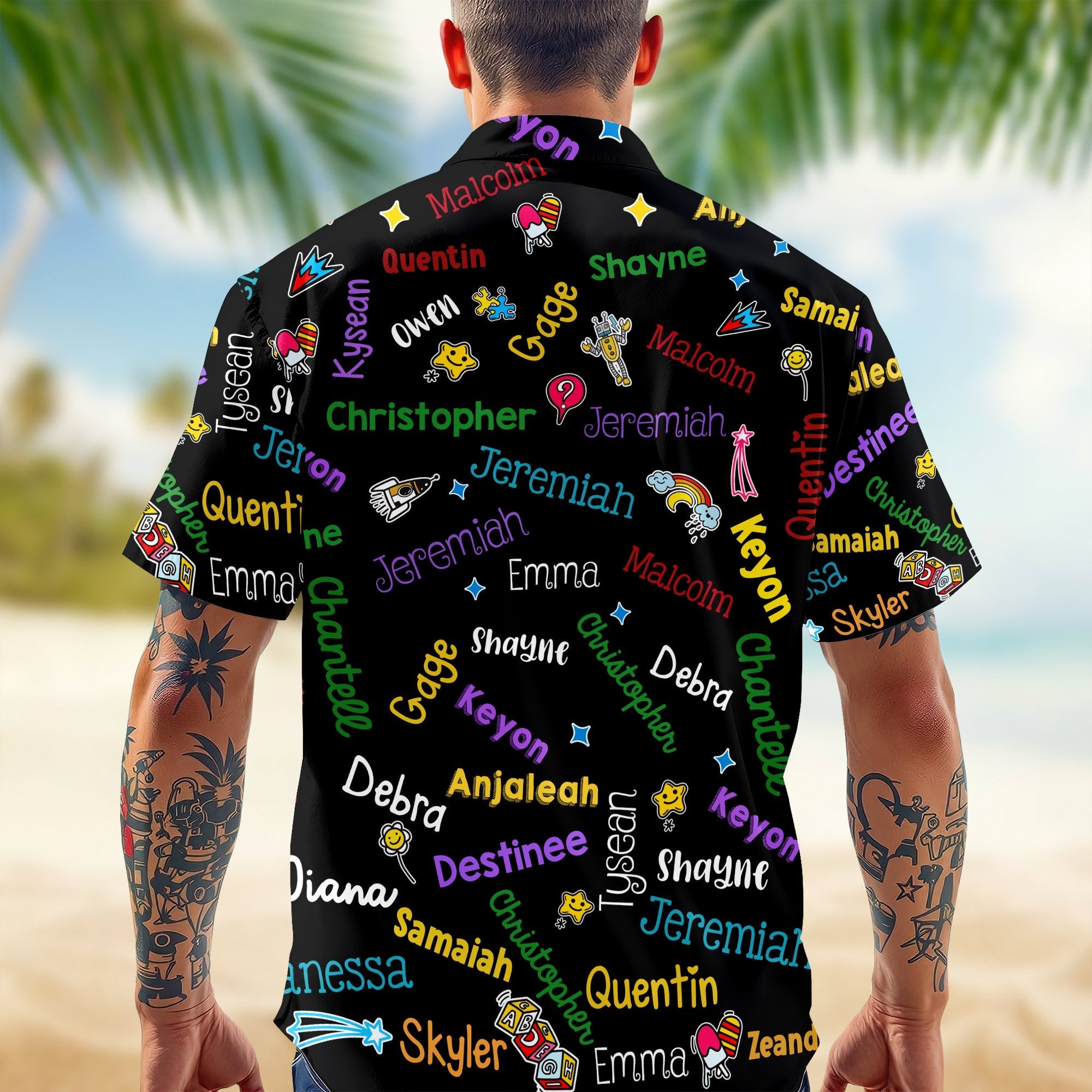 Personalized Hawaiian Shirt Custom Kids Names Gift for Dad