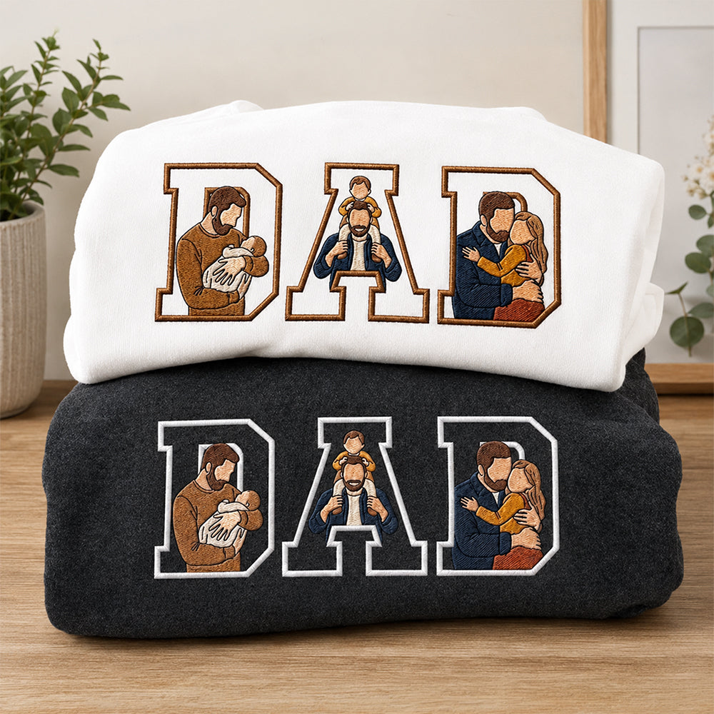 Personalized Embroidered Sweatshirt Custom Photo Gift for Dad