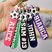 Load image into Gallery viewer, Personalized Soccer Bag Tag Keychain Custom Name Gift for Players
