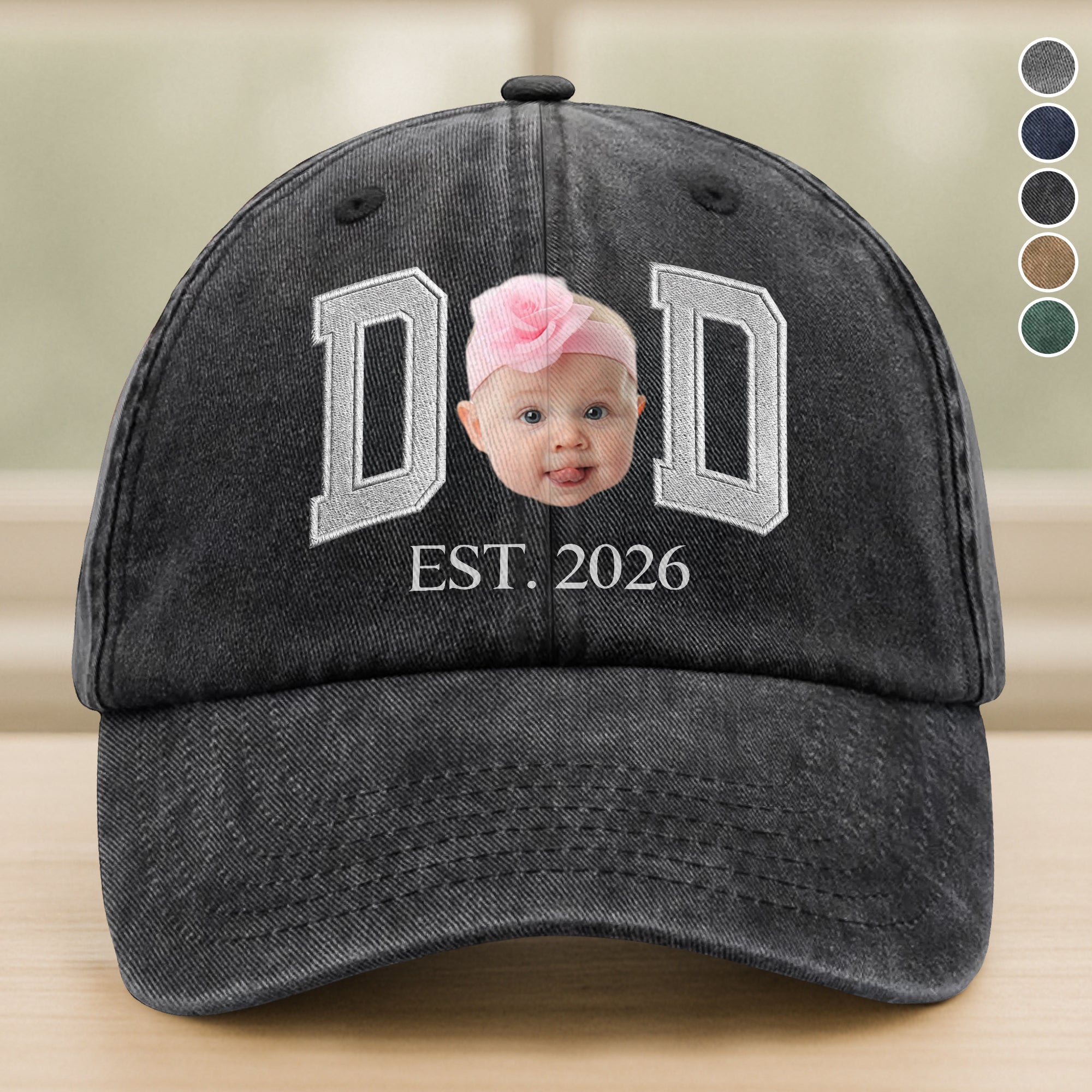 Custom Photo Face Washed Denim Baseball Cap Gift for Dad