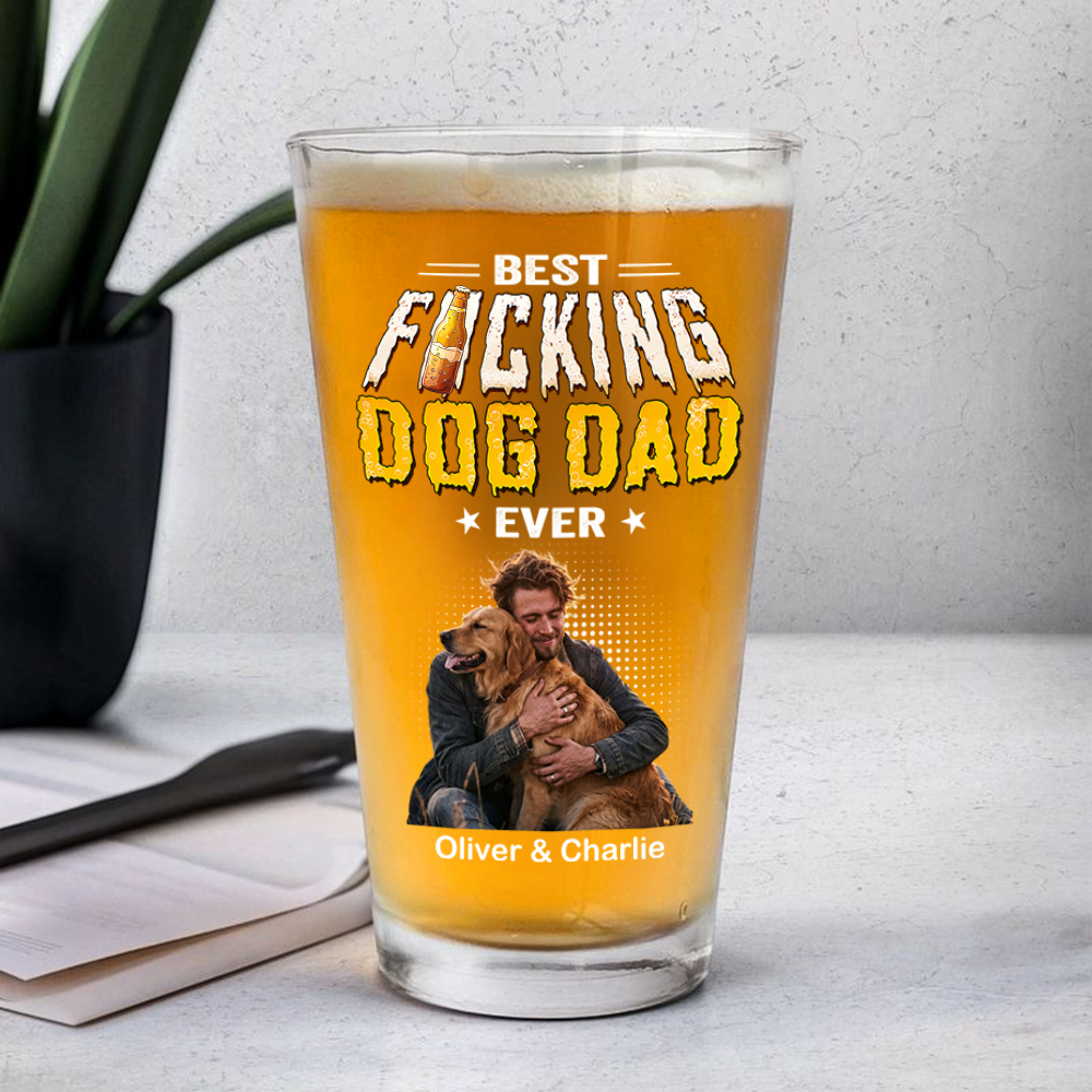 Personalized Photo Beer Glass Best Dog Dad Gift for Father's Day