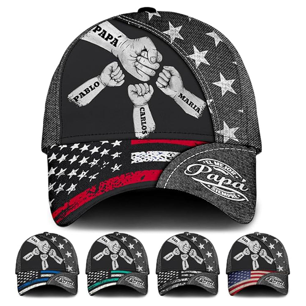 Personalized Fist Bump Hat Custom Names Gift for Dad