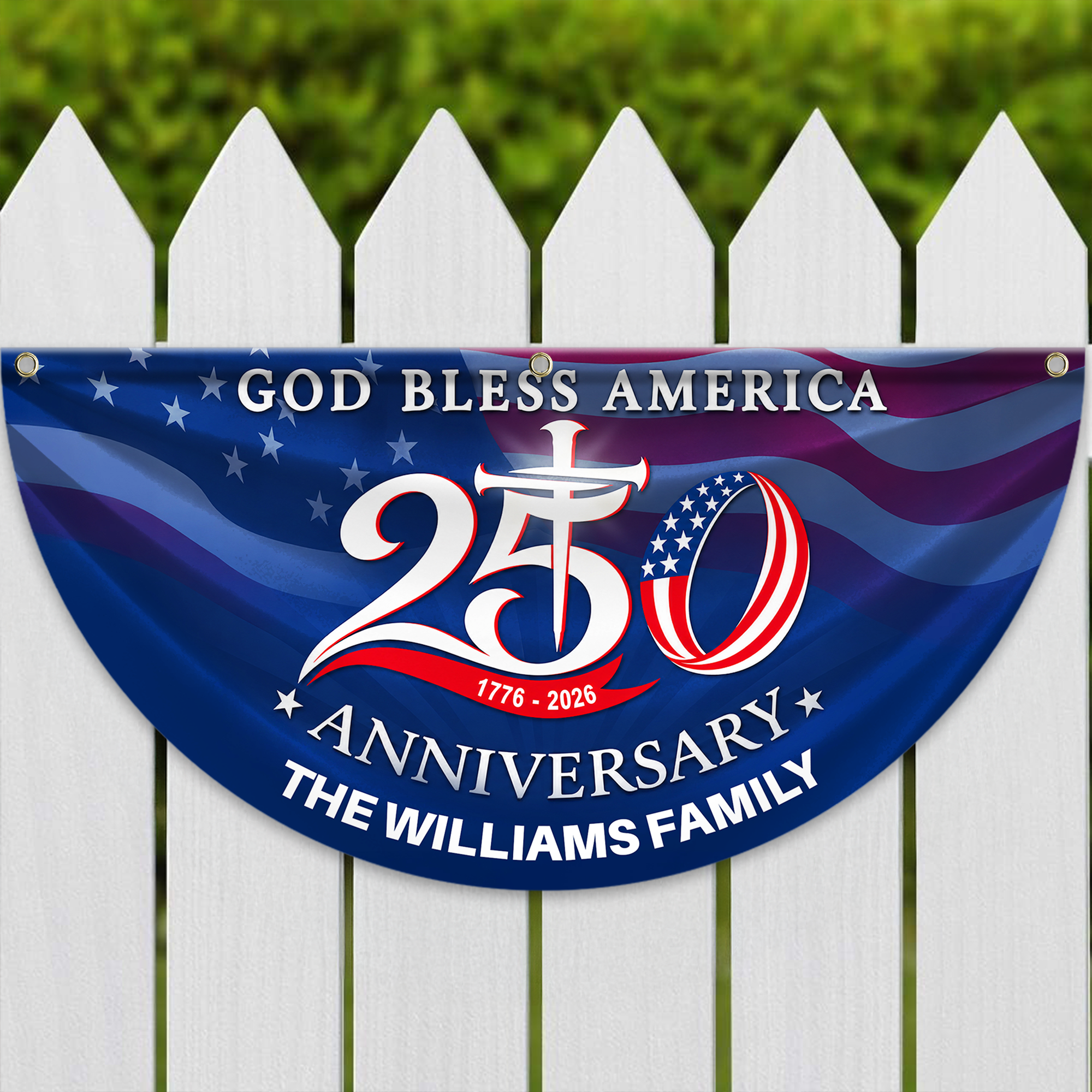 Custom Name Patriotic Fan Flag 250th Anniversary Gift for Family