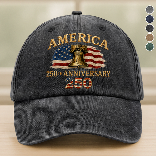 Personalized Washed Denim Baseball Cap 4th of July Gift