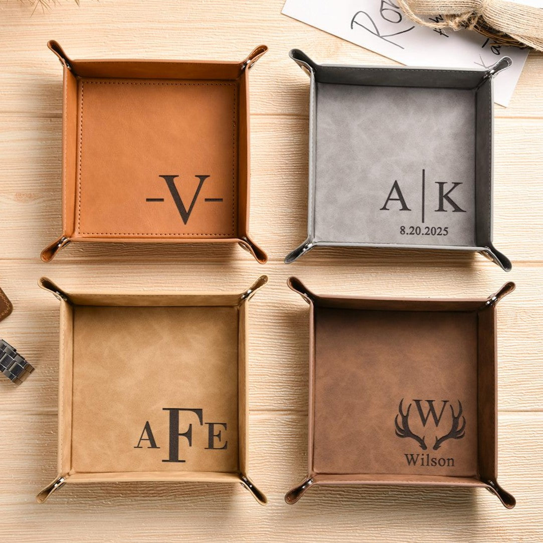Personalized Leather Valet Tray Gift for Dad | Father's Day