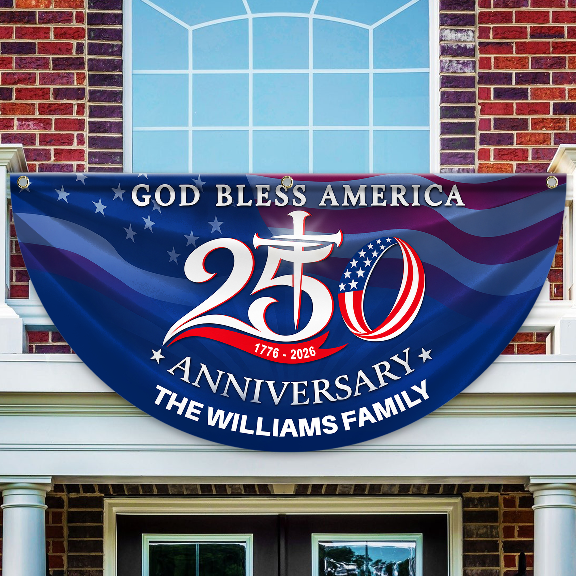 Custom Name Patriotic Fan Flag 250th Anniversary Gift for Family