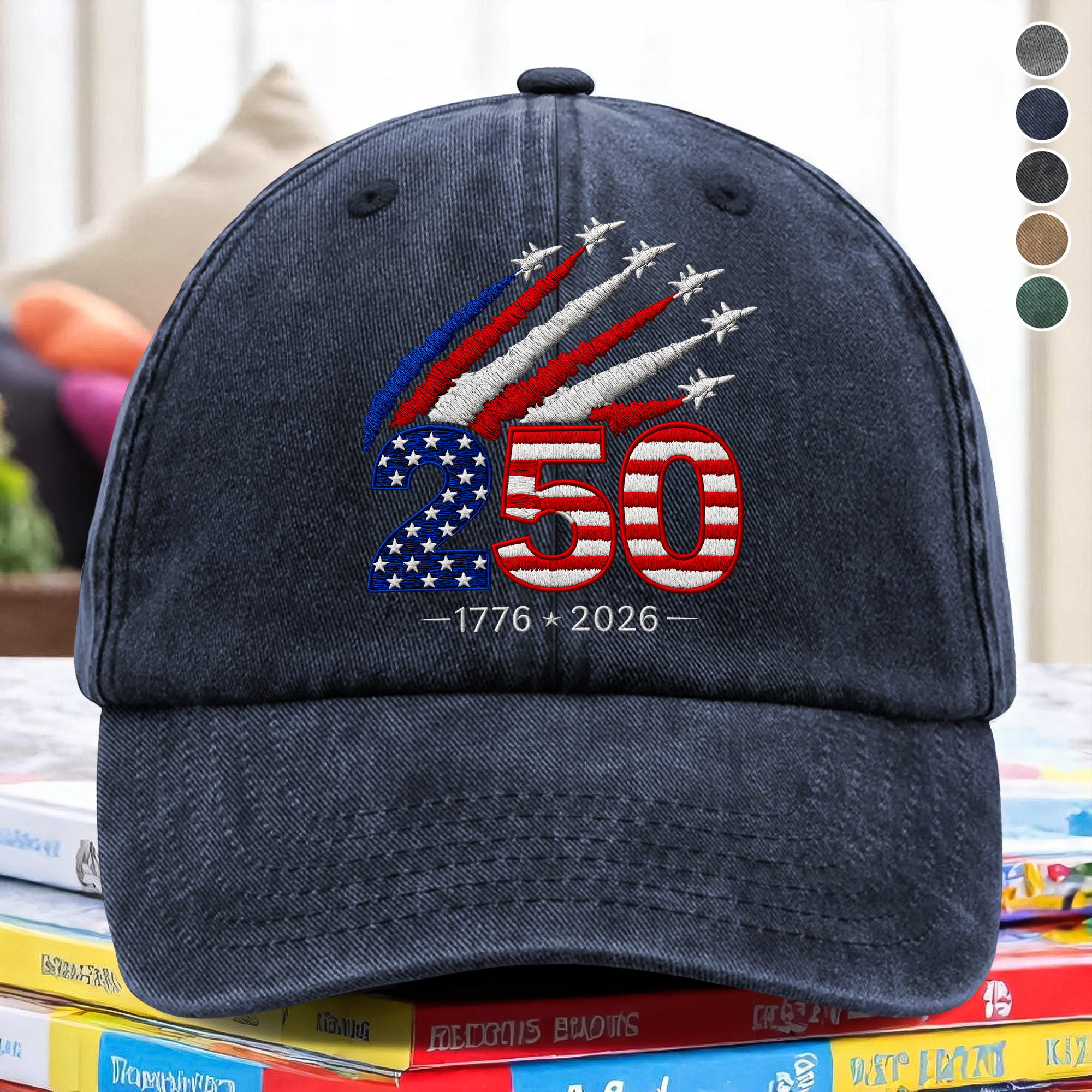 Personalized Washed Denim Baseball Cap 250 Years America Gift