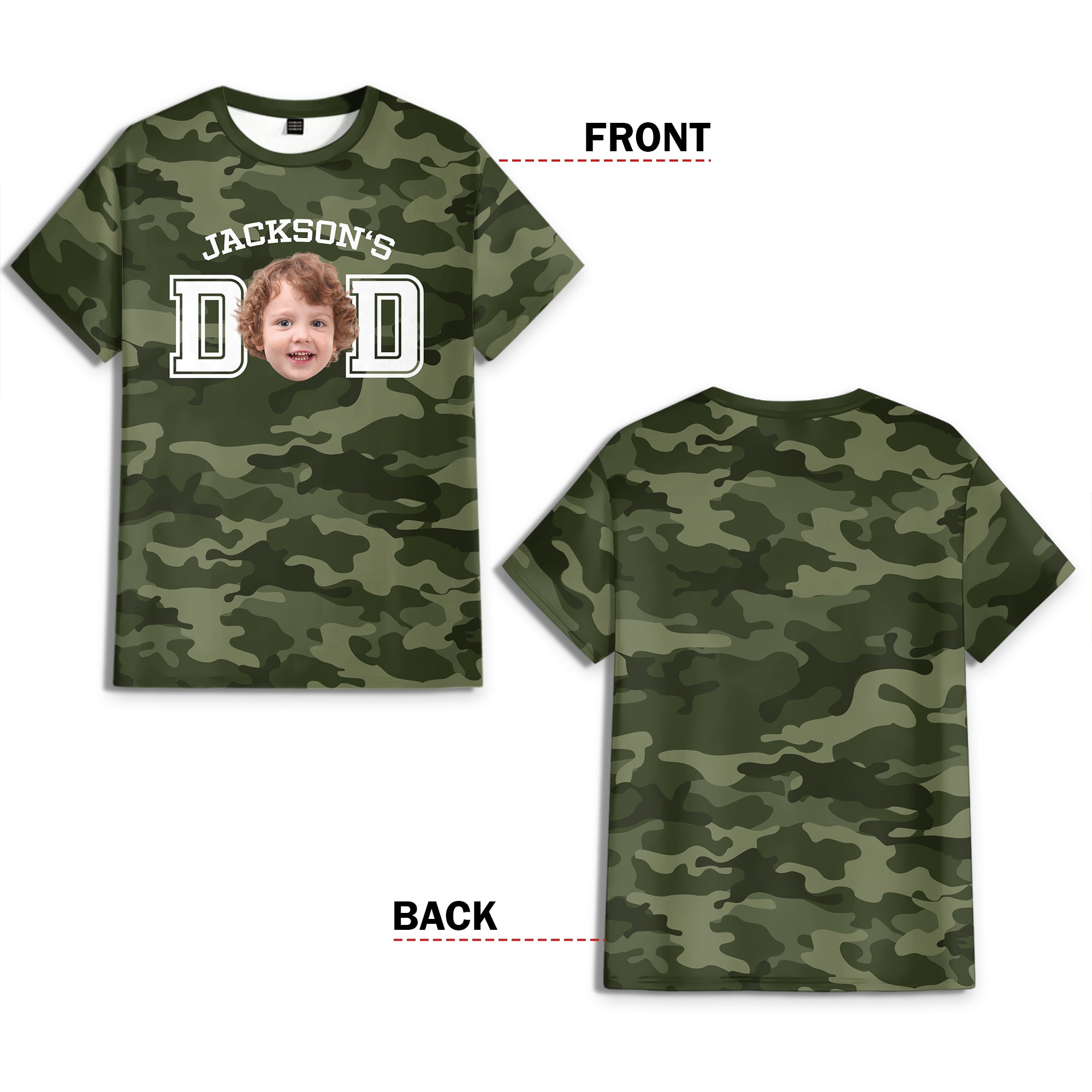 Personalized Camo Photo T-Shirt Custom Gift for Dad