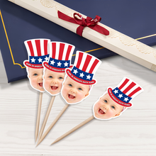 Load image into Gallery viewer, Personalized 4th of July Cupcake Topper Custom Photo Decoration
