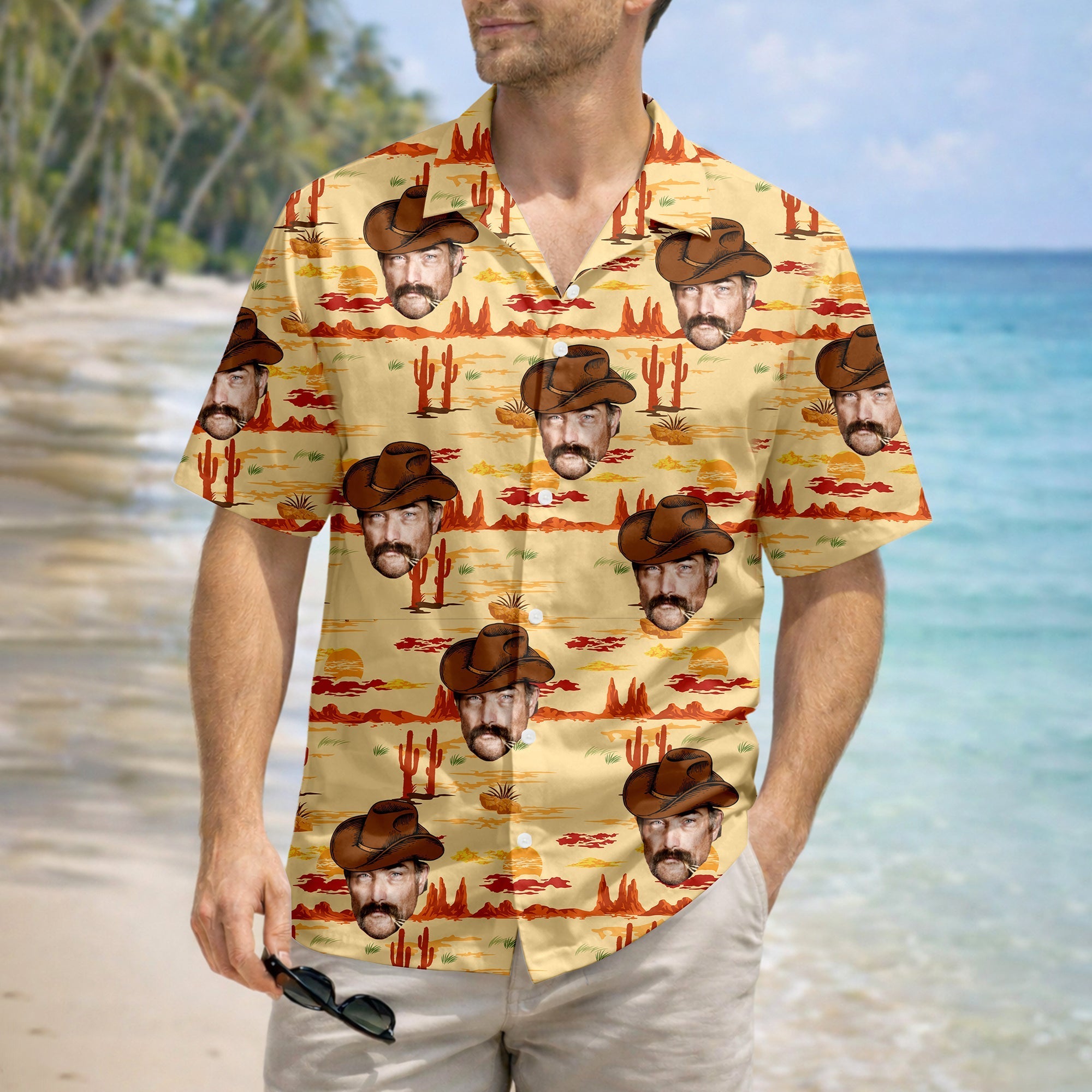 Personalized Retro Cowboy Hawaiian Shirt Custom Photo Gift