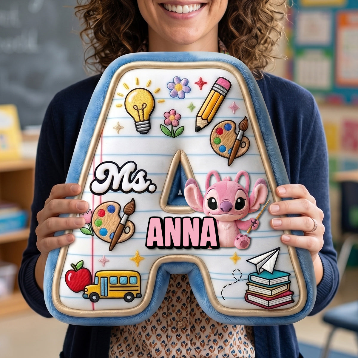 Personalized Cute Alien Pillow Custom Shape Back to School Gift for Kids