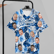Load image into Gallery viewer, Personalized Photo Hawaiian Baseball Jersey Custom Summer Gift
