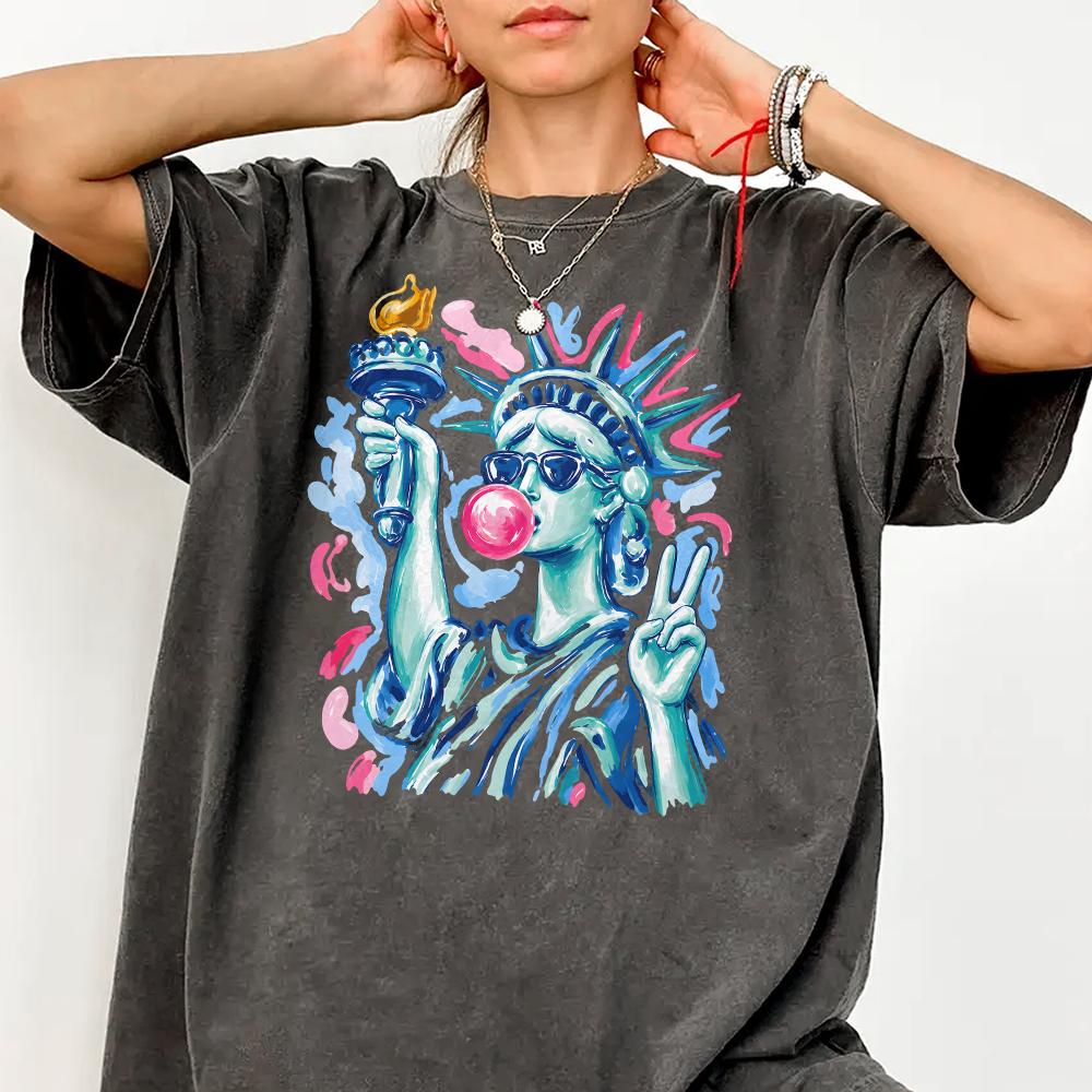 Personalized 4th of July Comfort Shirt with Statue of Liberty