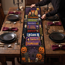 Load image into Gallery viewer, Personalized Halloween Quilt Table Runner Custom Name Family Gift
