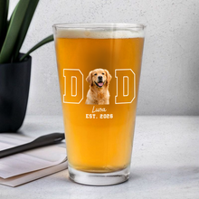 Load image into Gallery viewer, Personalized Dog Photo Beer Glass Custom Gift for Dog Dad
