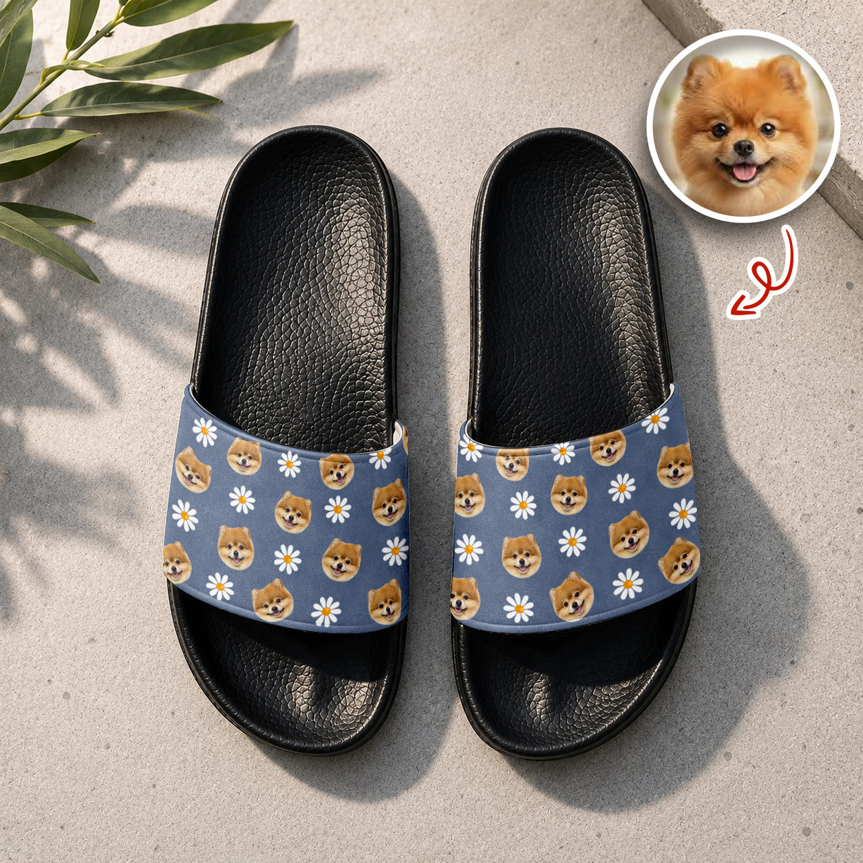 Personalized Dog Cat Photo Slide Sandals Custom Gift for Pet Lovers