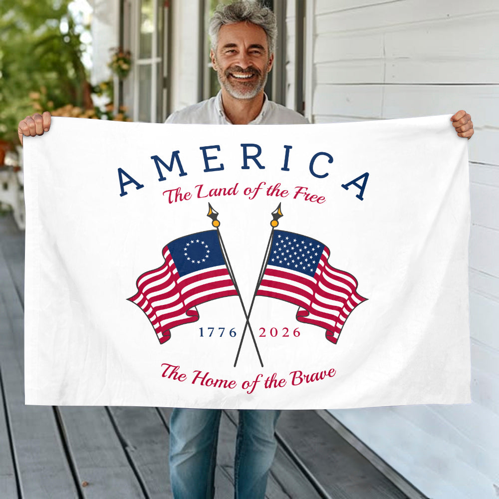 Personalized House Flag America The Land Of The Free Gift