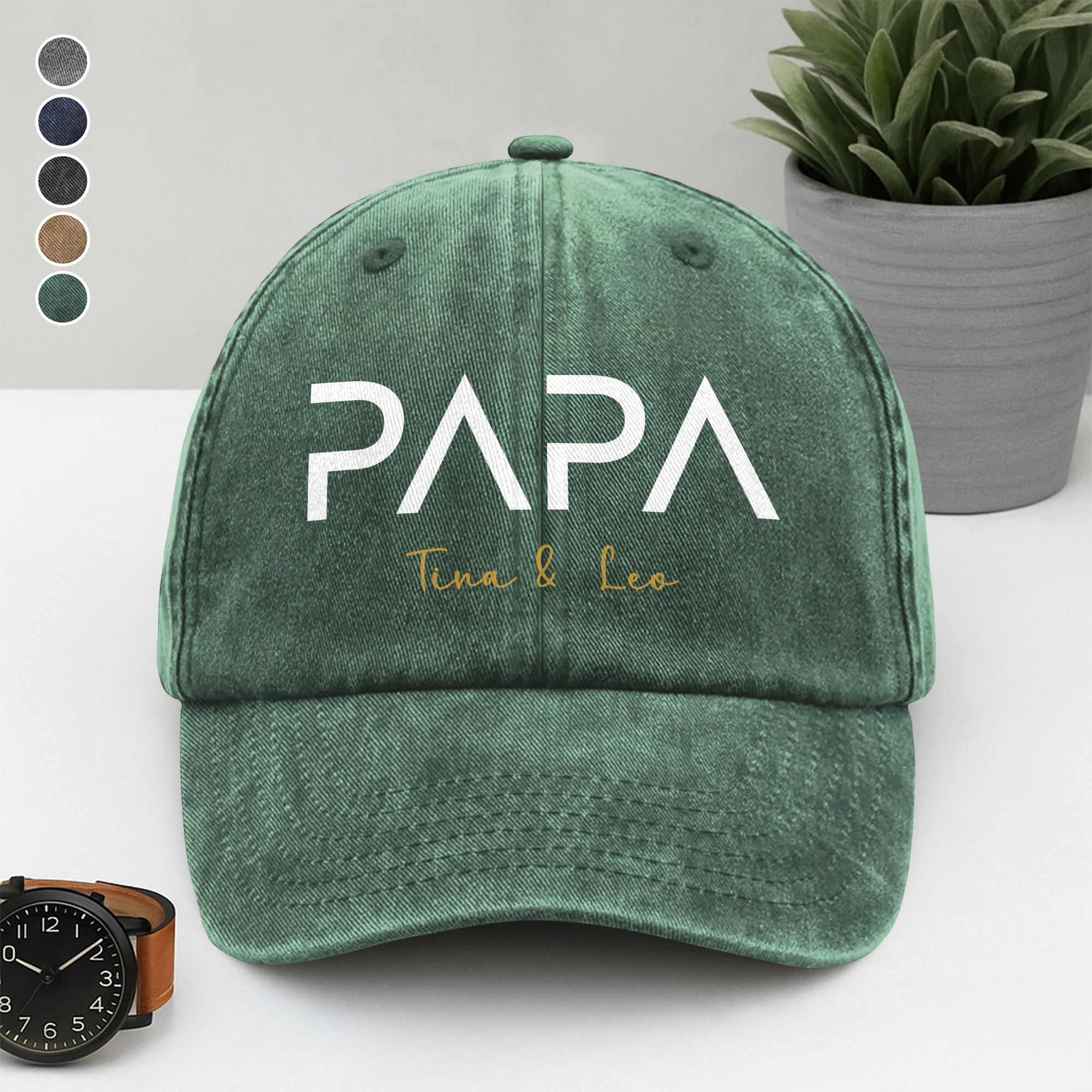 Personalized Washed Denim Baseball Cap Custom Name Gift for Dad